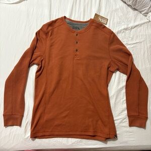 Eddie Bauer Men Orange Henley Thermal Long Sleeve Shirt NWT